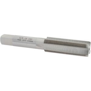 VALUE COLLECTION Straight Flute Tap: 5/8-28 UNS, 4 Flute, Bottoming Chamfer, 3B Class of Fit, High-Speed Steel, Bright/Uncoated Finish JY4846291