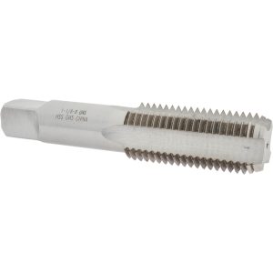 VALUE COLLECTION Straight Flute Tap: 1-1/8-8 UNS, 4 Flute, Bottoming Chamfer, High-Speed Steel, Bright/Uncoated Finish JY4862066