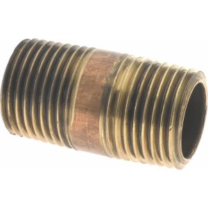 MERIT BRASS Brass Pipe Nipple: Threaded on Both Ends, 1-1/2" OAL, 1/2" BSPT 2008-150BSPT