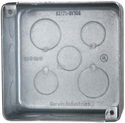 COOPER CROUSE-HINDS Electrical Outlet Box: Steel, Square, 4" OAH, 4" OAW, 2-1/8" OAD, 1 Gang TP831