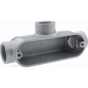COOPER CROUSE-HINDS Form 5, T Body, 3/4" Trade, IMC, Rigid Aluminum Conduit Body T25
