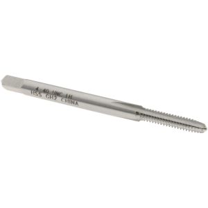 VALUE COLLECTION Straight Flute Tap: #4-40 UNC, 3 Flute, Plug Chamfer, 2B & 3B Class of Fit, High-Speed Steel, Bright/Uncoated Finish JY4944401