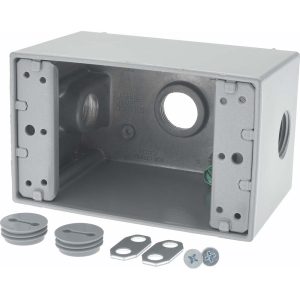 COOPER CROUSE-HINDS Electrical Outlet Box: Aluminum, Rectangle, 4-1/4" OAH, 2-7/8" OAW, 2-21/32" OAD, 1 Gang TP7074