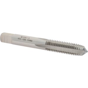 VALUE COLLECTION Straight Flute Tap: M10x1.5 Metric Coarse, 4 Flute, Plug Chamfer, 6H Class of Fit, High-Speed Steel, Bright/Uncoated Finish JY4992905