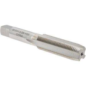 VALUE COLLECTION Straight Flute Tap: M15x1.5 Metric Fine, 4 Flute, Plug Chamfer, 6H Class of Fit, High-Speed Steel, Bright/Uncoated Finish JY4993622