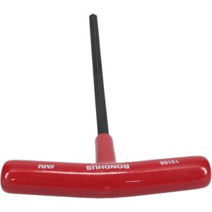 BONDHUS Hex Key: 6.00 mm Hex, Ball End, T-Handle Cushion Grip 13168