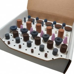GRIER ABRASIVES 50 Piece Aluminum Oxide Vitrified Mounted Stone Abrasive Point Set KIT-1/4-RAND-50