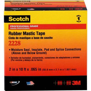 3M Electrical Tape: 2" Wide, 10' Long, 65 mil Thick, Black 7000005986