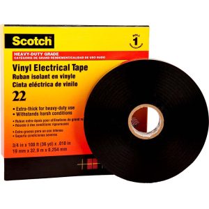 3M Electrical Tape: 3/4" Wide, 110' Long, 10 mil Thick, Black 7000031344
