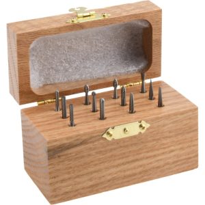 SGS PRO 12 Pc Single Cut Burr Set with Ball, Cone, Cylinder, Cylinder w/Rad End, Flame, Inverted Taper, Oval, Taper, Tree w/Pointed End, Tree w/Rad End 18200