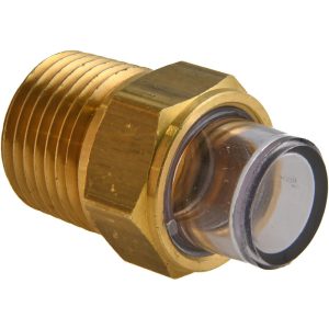 TRICO 1" Sight Diam, 1/2" Thread, 1-17/32" OAL, Viewport Sight Glass & Flow Sight 34230