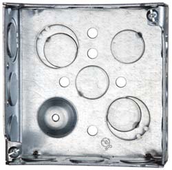 COOPER CROUSE-HINDS Electrical Outlet Box: Steel, Square, 4" OAH, 4" OAW, 1-1/2" OAD, 1 Gang TP404