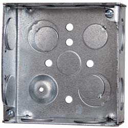 COOPER CROUSE-HINDS Electrical Outlet Box: Steel, Square, 4" OAH, 4" OAW, 1-1/2" OAD, 1 Gang TP467