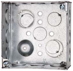 COOPER CROUSE-HINDS Electrical Outlet Box: Steel, Square, 4" OAH, 4" OAW, 2-1/8" OAD, 1 Gang TP403