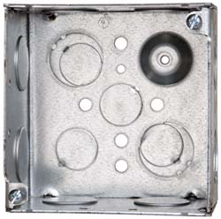 COOPER CROUSE-HINDS Electrical Outlet Box: Steel, Square, 4" OAH, 4" OAW, 2-1/8" OAD, 1 Gang TP432
