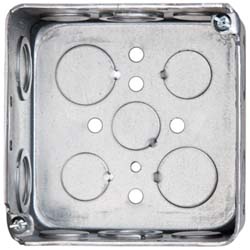 COOPER CROUSE-HINDS Electrical Outlet Box: Steel, Square, 4" OAH, 4" OAW, 2-1/8" OAD, 1 Gang TP438