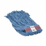 RUBBERMAID Wet Mop Cut: Screw On & Side Loading, Large, Blue Mop, Blended Fiber FGF51800BL00
