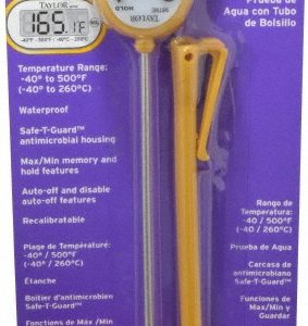 TAYLOR Digital Dual Input Digital Thermometer: 500 &deg; F 9878E