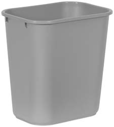 RUBBERMAID Wastebasket / Trash Can Medium Under Desk 28 Qt, Gray FG295600GRAY
