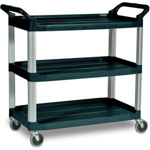 RUBBERMAID Standard Utility Cart: Plastic, Black FG409100BLA