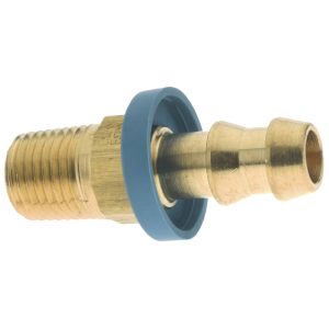 EATON Barbed Push-On Hose Male Connector: 1/4-18 NPT, Brass, 3/8" Barb 10006B-104