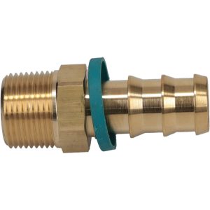 EATON Barbed Push-On Hose Male Connector: 3/4-14 NPT, Brass, 3/4" Barb 10012B-112