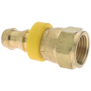 EATON Barbed Push-On Hose Female Pipe Swivel: 5/8-18 UNF, Brass, 3/8" Barb 10006B-406