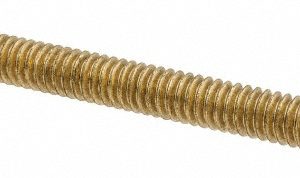 ALL AMERICA THREADED PRODUCTS General-Purpose Threaded Rod: 1/4-20, 3' OAL, Brass, Plain Finish 3518