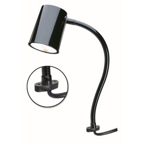 MOFFATT PRODUCTS INC. Task Light: Incandescent, 18" Reach, Gooseneck Arm, Direct, Black 95049