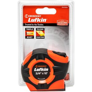 LUFKIN Tape Measure: 12' Long, 3/4" Width, Yellow Blade PHV1312N