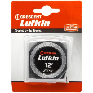 LUFKIN Tape Measure: 12' Long, 1/2" Width, Yellow Blade W9212