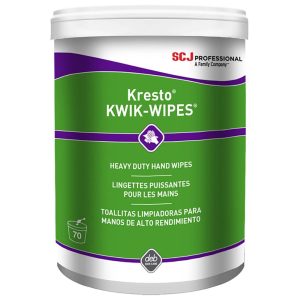 SC JOHNSON PROFESSIONAL Kresto KWIK-WIPES Heavy Duty Hand Wipes, Pre-Moistened, Center Pull Canister, Citrus Scent, White KKW70W
