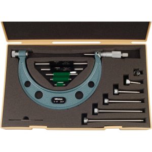 MITUTOYO Mechanical Interchangeable Anvil Micrometer: 6" Range, 6 Anvils 104-137