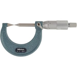 MITUTOYO 1 Inch, 38mm Throat Depth, Ratchet Stop, Mechanical Point Micrometer 112-237