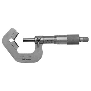 MITUTOYO 0.09 to 1 Inch Measurement, 0.0001 Inch Graduation, Accuracy Up to 0.0002 Inch, 5 Flutes Measured, Ratchet Stop Thimble, Mechanical V Anvil Micrometer 114-135