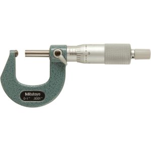 MITUTOYO 1 Inch Max Measurement, 0.0001 Inch Graduation, Spherical Face Micrometer 115-153