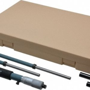 MITUTOYO Mechanical Inside Micrometer Set: 8 to 20" Range, 3 Extension Rods, Satin Chrome Finish 141-121