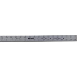 MITUTOYO Steel Rule: 6" OAL, Decimal & Metric Graduation, Flexible, 1/2" OAW 182-207