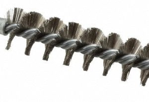 SCHAEFER BRUSH Double Stem/Single Spiral Tube Brush: 7/8" Dia, 6-1/4" OAL, Stainless Steel Bristles 43528
