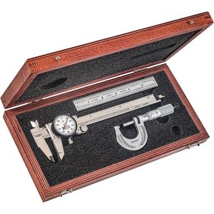 STARRETT Machinist Caliper & Micrometer Kit: 4 pc, 0" Caliper, 0" Micrometer 65122