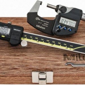 MITUTOYO Machinist Caliper & Micrometer Kit: 4 pc, 0 to 150 mm Caliper, 0 to 25.4 mm Micrometer 64PKA077D