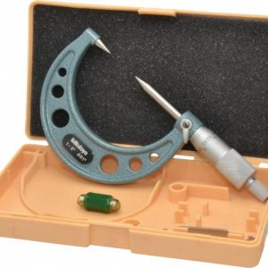 MITUTOYO 1 to 2 Inch, 49mm Throat Depth, Ratchet Stop, Mechanical Point Micrometer 112-226