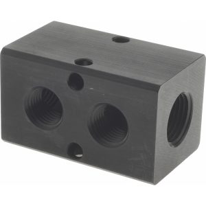 POLYCONN Manifold: 3/8" Inlet, 1/4" Outlet, 2 Inlet Ports, 2 Outlet Ports, 2.37" OAL, 1.25" OAW, 1-1/4" OAH PCM20-250-02B