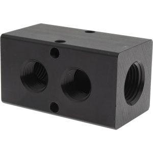 POLYCONN Manifold: 1/2" Inlet, 3/8" Outlet, 2 Inlet Ports, 2 Outlet Ports, 2.75" OAL, 1.5" OAW, 1-1/2" OAH PCM30-375-02B