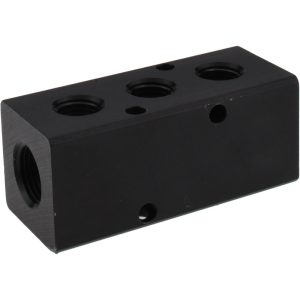 POLYCONN Manifold: 3/8" Inlet, 1/4" Outlet, 2 Inlet Ports, 3 Outlet Ports, 3" OAL, 1.25" OAW, 1-1/4" OAH PCM20-250-03B