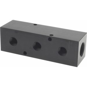 POLYCONN Manifold: 1/2" Inlet, 1/4" Outlet, 2 Inlet Ports, 3 Outlet Ports, 4.75" OAL, 1.5" OAW, 1-1/2" OAH PCM30-250-03BW