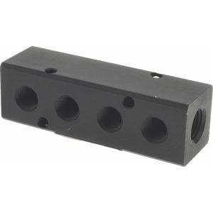 POLYCONN Manifold: 1/4" Inlet, 1/8" Outlet, 2 Inlet Ports, 4 Outlet Ports, 3.25" OAL, 1" OAW, 1" OAH PCM10-125-04B