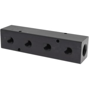 POLYCONN Manifold: 1/2" Inlet, 1/4" Outlet, 2 Inlet Ports, 4 Outlet Ports, 6.25" OAL, 1.5" OAW, 1-1/2" OAH PCM30-250-04BW