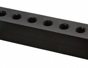 POLYCONN Manifold: 3/8" Inlet, 1/4" Outlet, 2 Inlet Ports, 10 Outlet Ports, 9.38" OAL, 1.25" OAW, 1-1/4" OAH PCM20-250-10B
