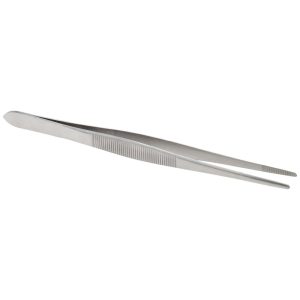VALUE COLLECTION Assembly Tweezer: Stainless Steel, Blunt & Serrated Point Tip, 7" OAL 11029-SS